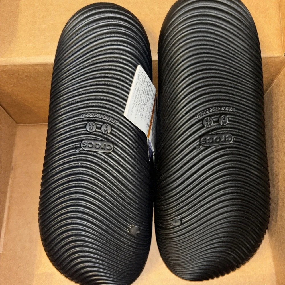 NWT CROCS Unisex Men 8 Women 10 Mellow Recovery Slides Black Sandals 208392-001